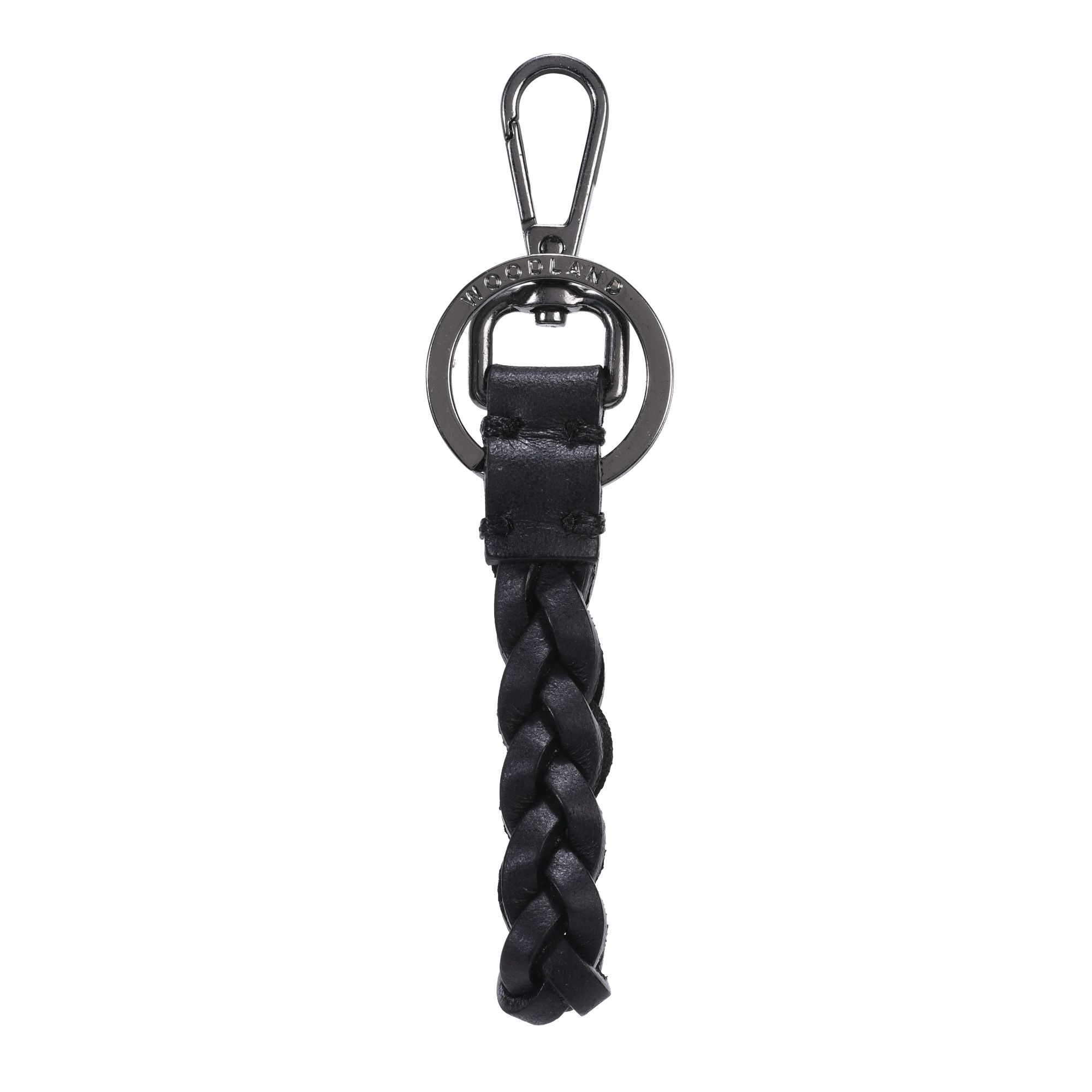 Milloo Leather Handwoven Keyring with Clip - Black Black